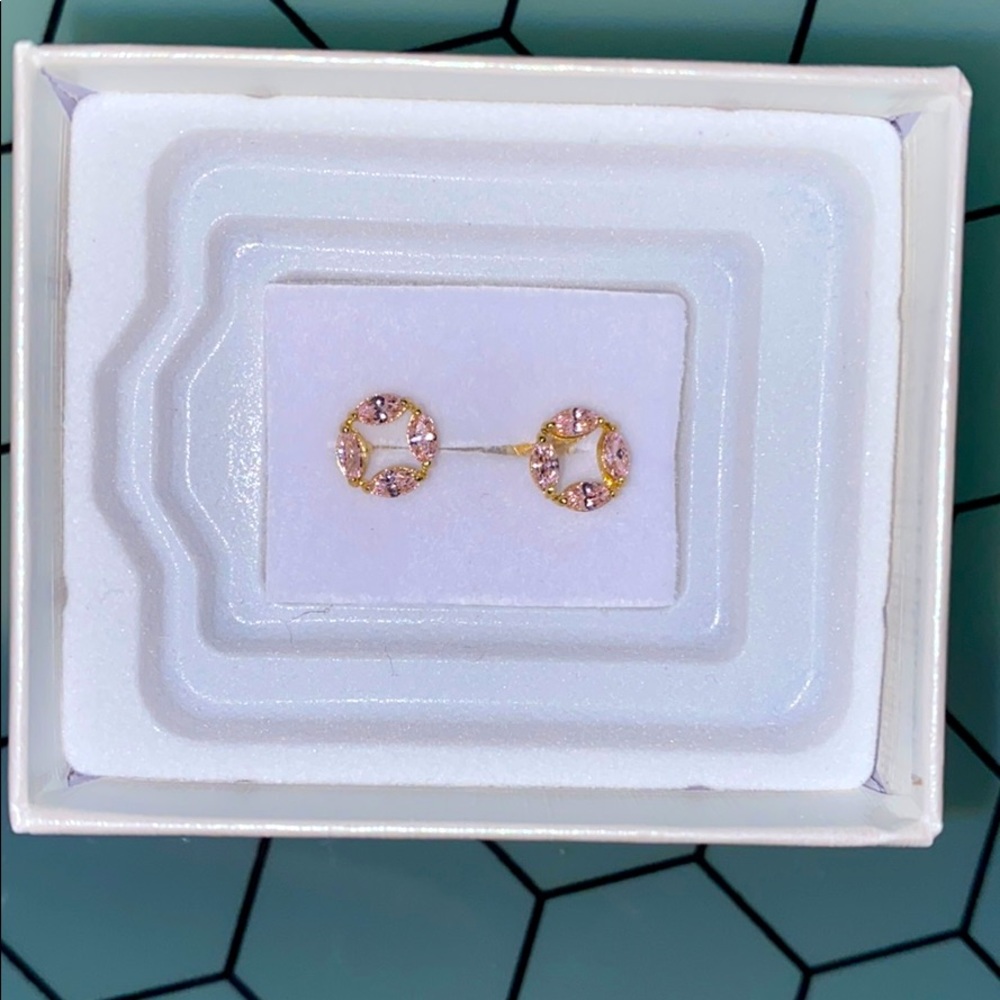 Gold and pink earrings